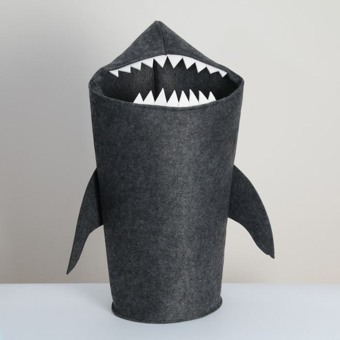Корзина для хранения Eva Funny «Акула», 30×25×76 см, цвет тёмно-серый - фото 127167152