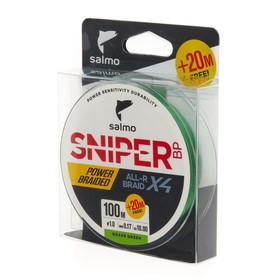 Леска плетёная Salmo Sniper BP ALL R BRAID х4 Grass Green 120 м, 0,17 мм