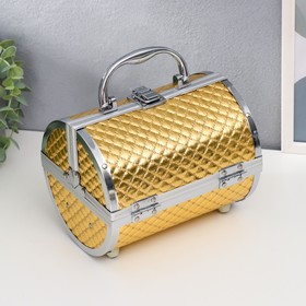 Шкатулка металлокаркас чемодан "Тубус. Золотая клетка" 15х19х16 см