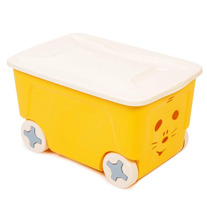 Детский ящик для игрушек COOL на колесах 50 литров, цвет жёлтый - фото 463690