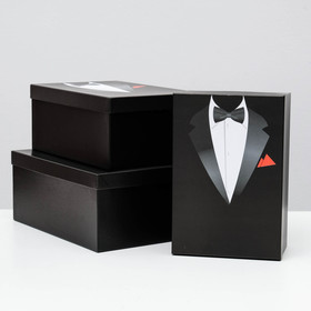 Набор коробок 3 в 1 "Джентльмен", черный, 30,5 х 20 х 13 - 26 х 17,5 х 11 см