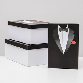 Набор коробок 3 в 1 "Джентльмен", белый, 30,5 х 20 х 13 - 26 х 17,5 х 11 см