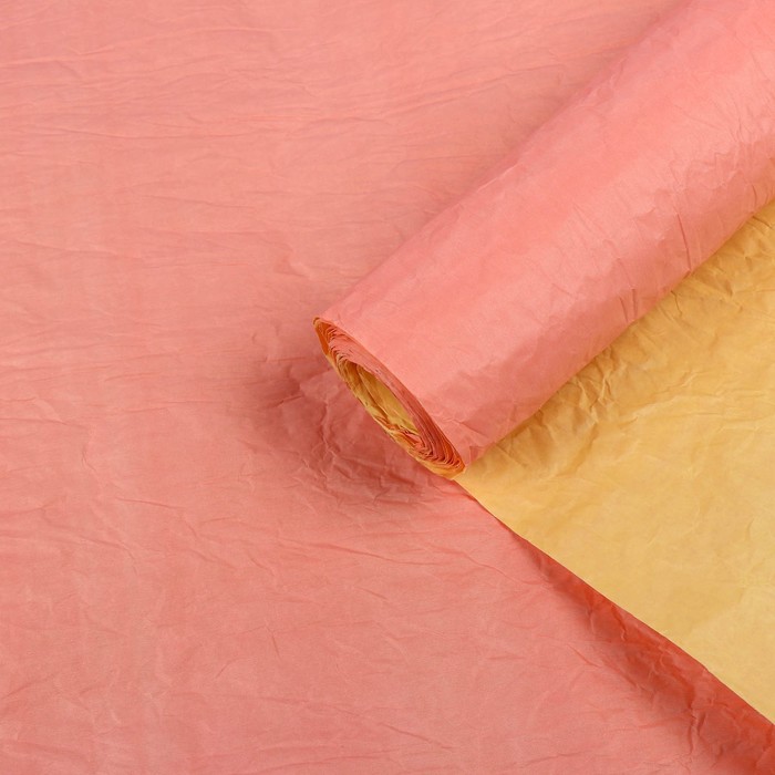 Бумага упаковочная "Эколюкс двухцветная", коралловый-желтая пастель, 0,7 x 5 м - фото 799401080