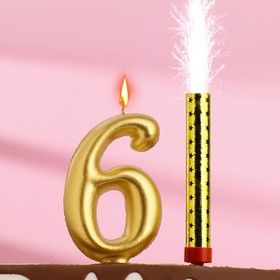 {{photo.Alt || photo.Description || 'Набор Свеча для торта цифра 6 Гигант, золотая, с фонтаном'}}