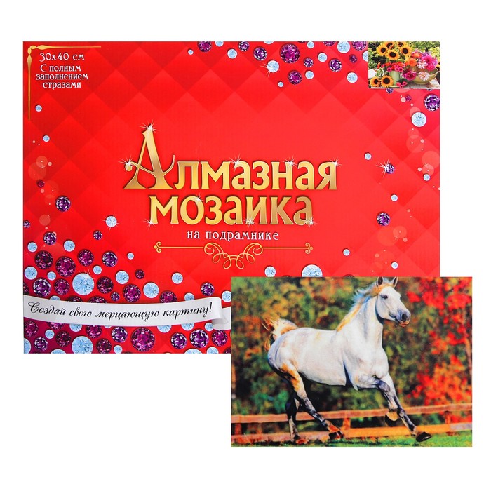 Алмазная мозаика с полным заполнением, 30 × 40 см «Скачущая лошадь» - фото 849233