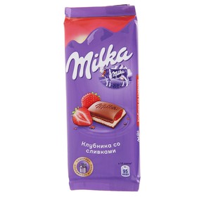 Шоколад молочный Milka с клубникой и сливками, 90 г 8009723