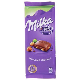 Шоколад молочный Milka с цельным фундуком, 90 г 8009729