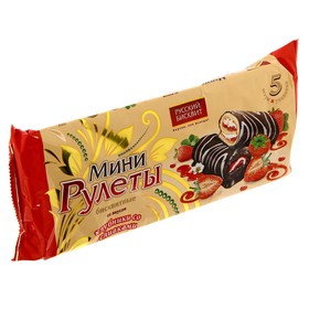 Мини-рулеты "Русский Бисквит" с клубникой и сливками, 175 г 8012587