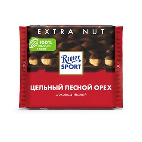 Шоколад тёмный Ritter Sport с цельным орехом, 100 г