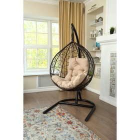 Подвесное кресло «Бароло», капля, цвет коричневый, подушка бежевая, стойка