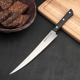 Нож кухонный филейный Samura Harakiri, лезвие 22,4 см, чёрная рукоять, сталь AUS-8