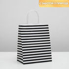 Пакет крафт, белый, «Полосы», 24 х 10,5 х 32 см 4913084