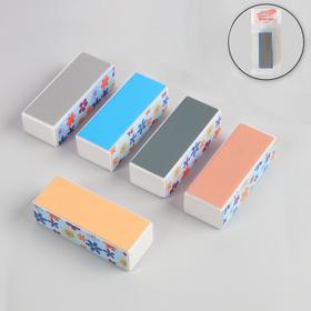 Buff for polishing nail, four-sided, 9(±0,5)cm, pattern MIX