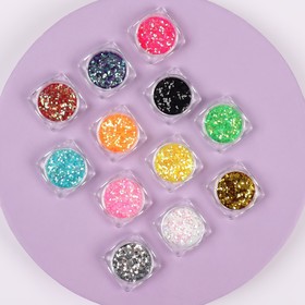 Sequins for nail art, small, 12 bottles, MIX color