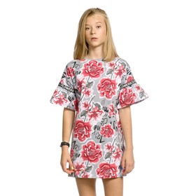 Платье для девочки, рост 128 см, цвет серый