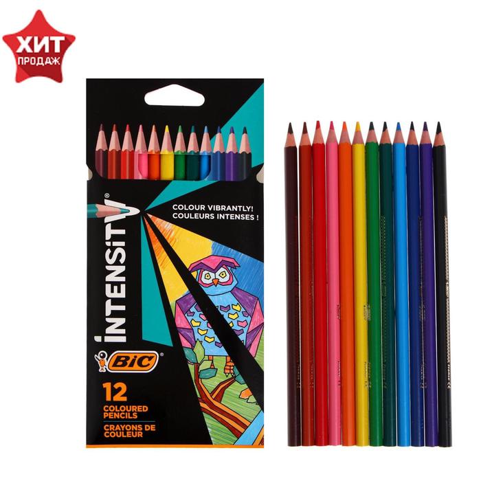 Цветные карандаши 12 цветов, для подростков и взрослых, трёхгранные, BIC Color Up, МИКС