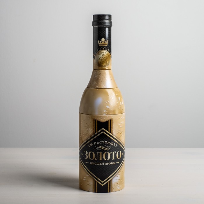 Коробка жестяная в форме бутылки "Золото", 29,7 см × 8 см × 8 см