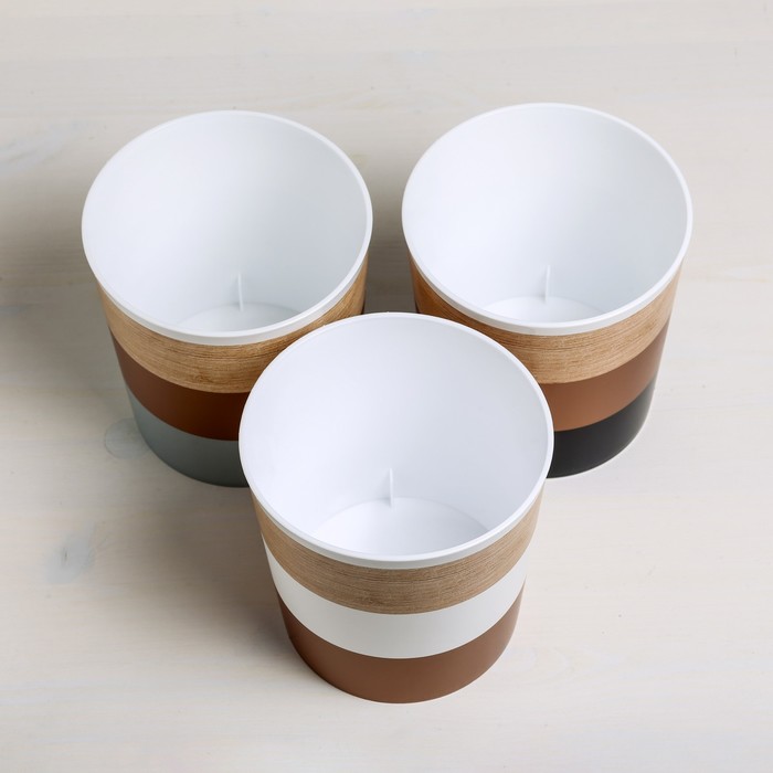 Набор кашпо 3 в 1 «Полоски», 1,6 л, 14 х 14 см - фото 798530653