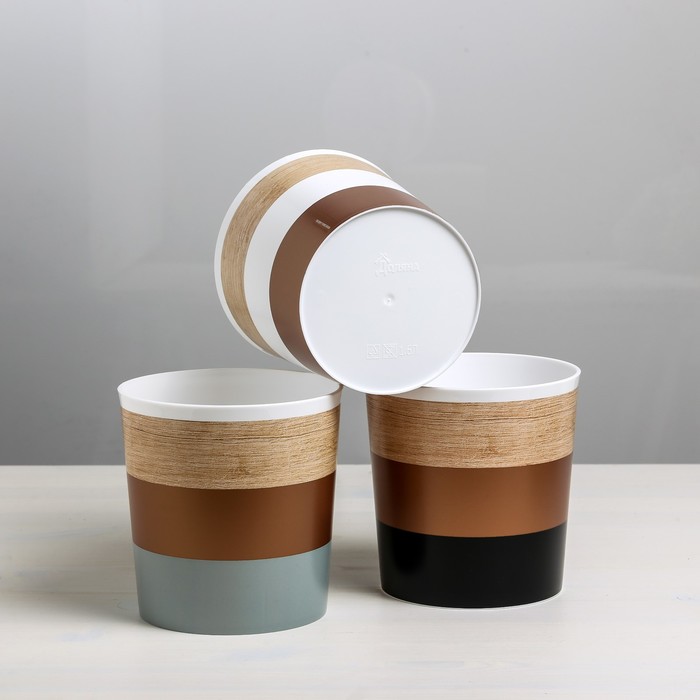 Набор кашпо 3 в 1 «Полоски», 1,6 л, 14 х 14 см - фото 798530654