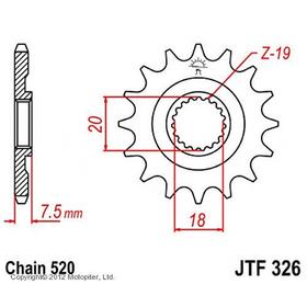Звезда передняя ведущая JTF326 для мотоцикла, стальная 4720362