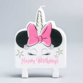 Свеча в торт «Happy Birthday!», Минни Маус Единорог, 74 х 100 мм