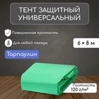 Тент защитный, 8 × 6 м, плотность 120 г/м², УФ, люверсы шаг 1 м, зелёный 4994604