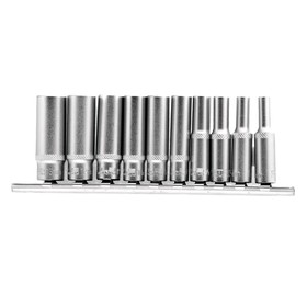 Набор торцевых головок STELS 13605, 1/4", шестигранные, удлиненные, CrV, 4-13 мм, 10 шт. 5014372