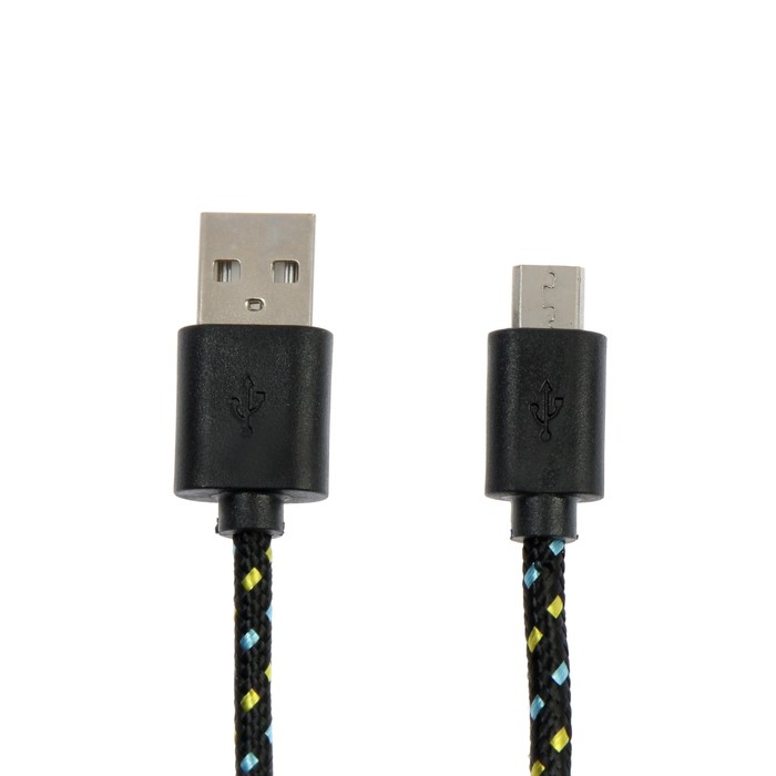 Кабель Defender USB08-03T, USB - microUSB, 1 м, тканевая оплётка, чёрный