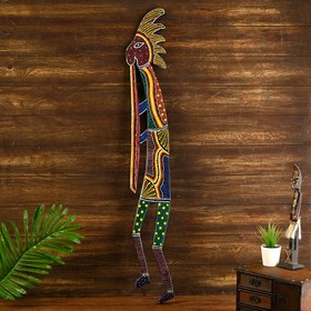 Панно "Абориген с флейтой" МИКС дерево 90х15х1 см