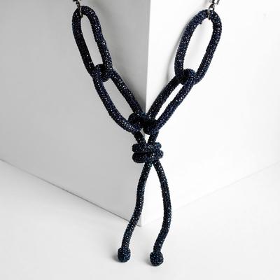 Necklace "Night" links, 70cm, color dark blue
