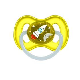 Пустышка латексная Canpol babies Space, круглая, от 0-6 месяцев, цвет жёлтый
