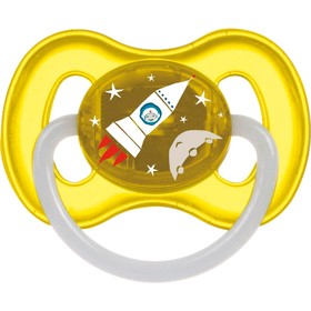 Пустышка латексная Canpol babies Space, круглая, от 6-18 месяцев, цвет жёлтый