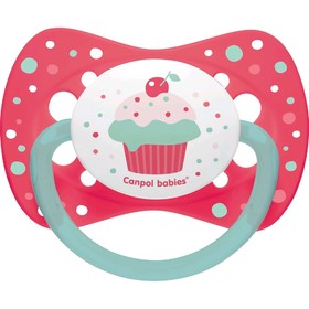 Пустышка силиконовая Canpol babies Cupcake, симметричная, от 18 месяцев, цвет розовый