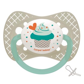 Пустышка силиконовая Canpol babies Cupcake, симметричная, от 18 месяцев, цвет серый