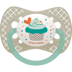 Пустышка силиконовая Canpol babies Cupcake, симметричная, от 6-18 месяцев, цвет серый