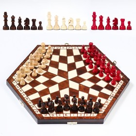 Шахматы с тремя игроками, 35 х 35 см, король h-6 см. пешка h-2.5 см