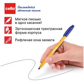 Ручка шариковая Cello Trima-21B, узел 0.7мм, чернила синие, корпус жёлтый