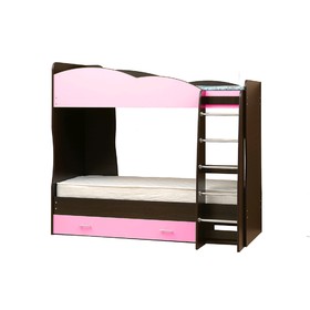 Кровать детская двухъярусная «Юниор 2.1», 800 × 2000 мм, лдсп, цвет венге / светло-розовый
