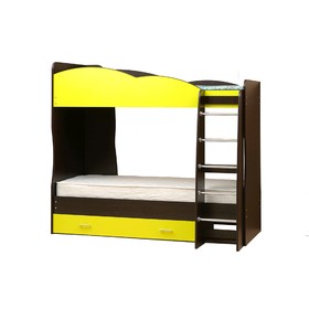 Кровать детская двухъярусная «Юниор 2.1», 800 × 2000 мм, лдсп, цвет венге / жёлтый