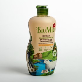 BIOMIO ср-во концентрат д/мытья посуды, овощей и фруктов Мандарин/Хлопок/Серебро 450 мл.