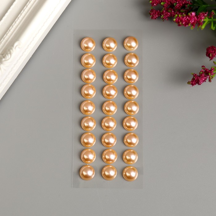 Декоративные наклейки "Жемчуг" 1 см, 27 шт, персиковый микс