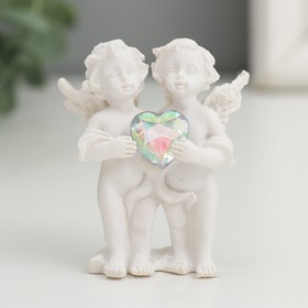 Сувенир полистоун ′Белоснежные ангелы хрустальное сердце′  5,6х4,3х2,3 см в Донецке