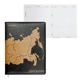 Дневник универсальный для 1-11 класса "Карта России", твёрдая обложка, искусственная кожа, шелкография, ляссе, тонированный блок, 48 листов