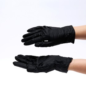Медицинские перчатки нитриловые нестерильные текстурированные на пальцах черные BENOVY, L 500/50 (50 пара)