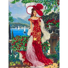 Набор для вышивки лентами «Дама в красном»