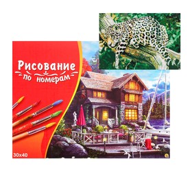 Картина по номерам на холсте 30 × 40 см, «Леопард на дереве»