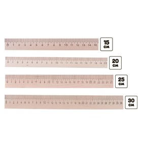 Set of 4 wooden rulers 15+20+25+30cm