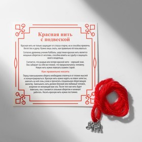 Браслет-оберег "Красная нить" шерстяная, на достаток, слоник, цвет серебро,30см в Донецке