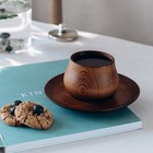 Чайная пара из натурального кедра Mаgistrо, чашка 150 мл, блюдце d=15,5 см, цвет шоколадный - фото 744327