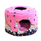 Домик "Зооник" "Кошки", набивной велюр, 43 х 43 х 28 см, розовый - фото 6464945